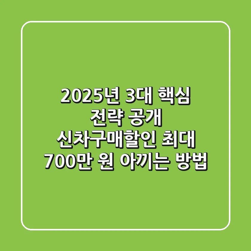 "2025년 3대 핵심 전략 공개", 신차구매할인 최대 700만 원 아끼는 방법