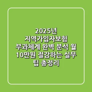 "2025년 지역가입자보험 부과체계 완벽 분석": 월 10만원 절감하는 실무 팁 총정리