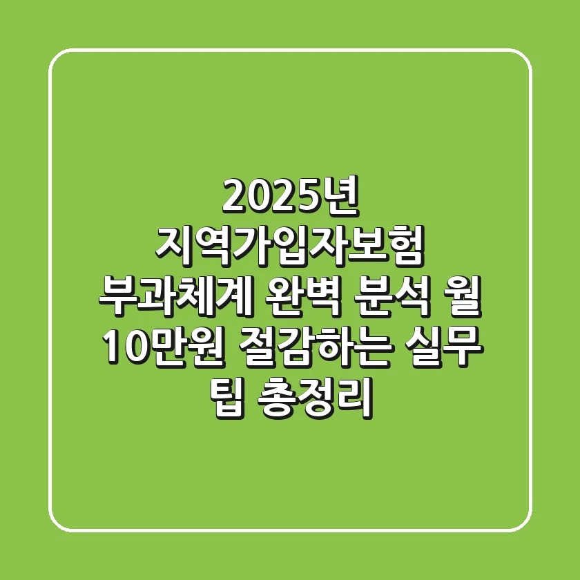 "2025년 지역가입자보험 부과체계 완벽 분석": 월 10만원 절감하는 실무 팁 총정리