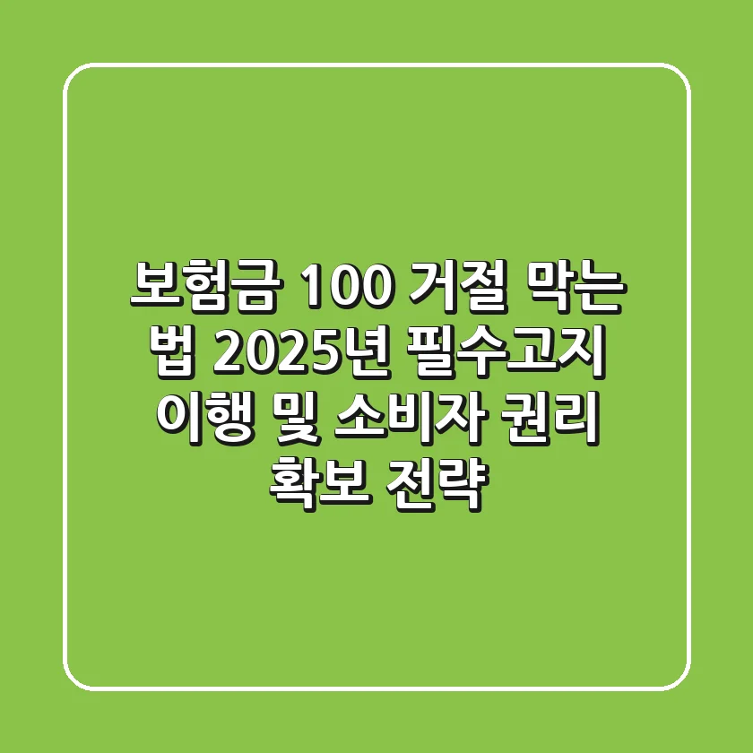 "보험금 100% 거절 막는 법", 2025년 필수고지 이행 및 소비자 권리 확보 전략