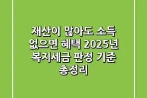 “재산이 많아도 소득 없으면 혜택?”, 2025년 복지/세금 판정 기준 총정리