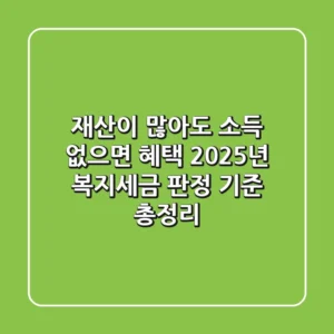"재산이 많아도 소득 없으면 혜택?", 2025년 복지/세금 판정 기준 총정리